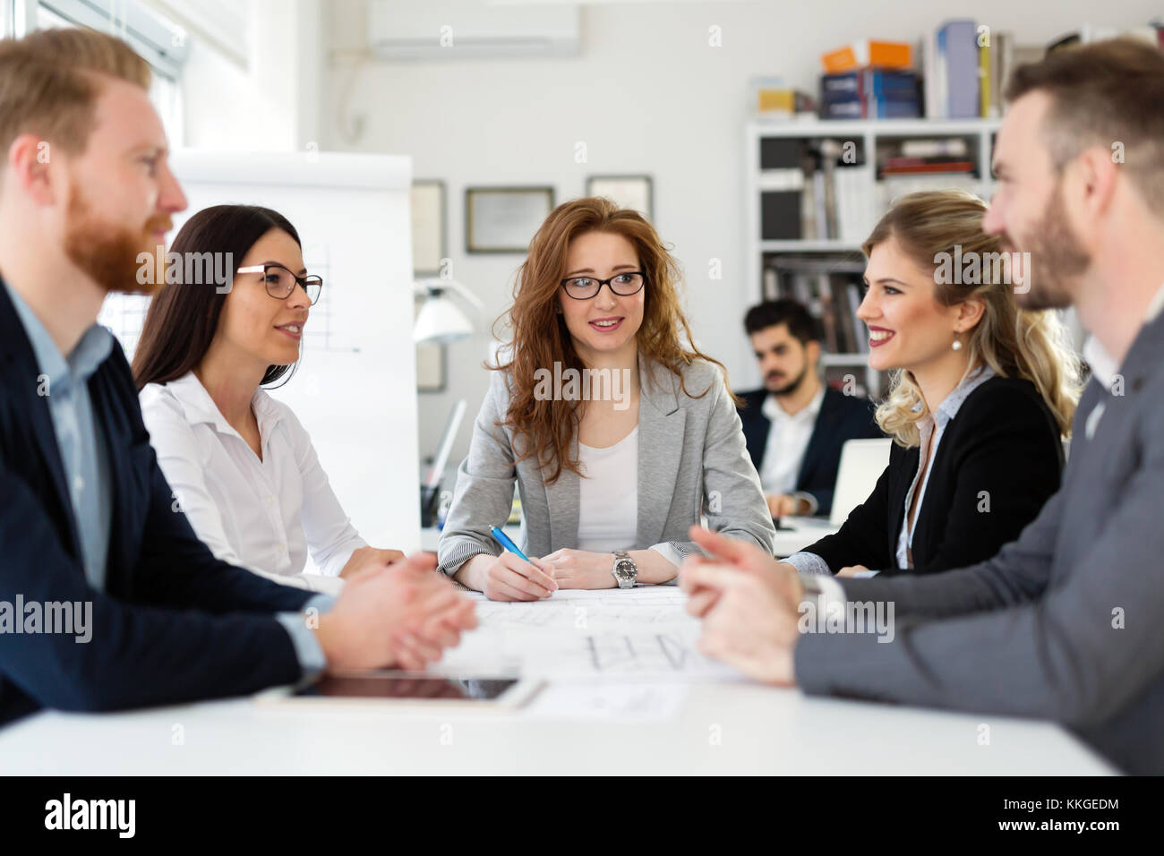 Team of architects working together on project Stock Photo