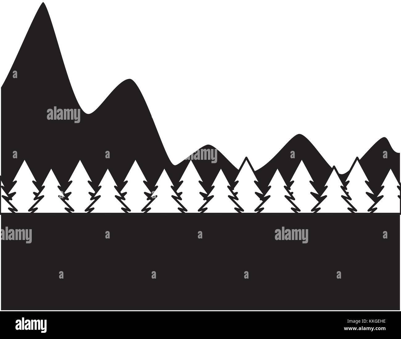 natural mountains with tree pines forest landscape Stock Vector Image ...