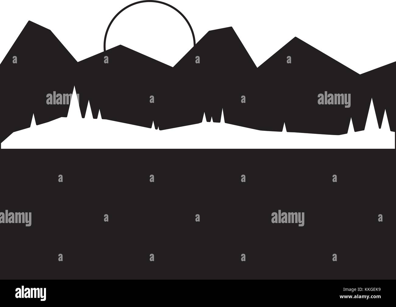 landscape with mountains and forest at night Stock Vector Image & Art ...