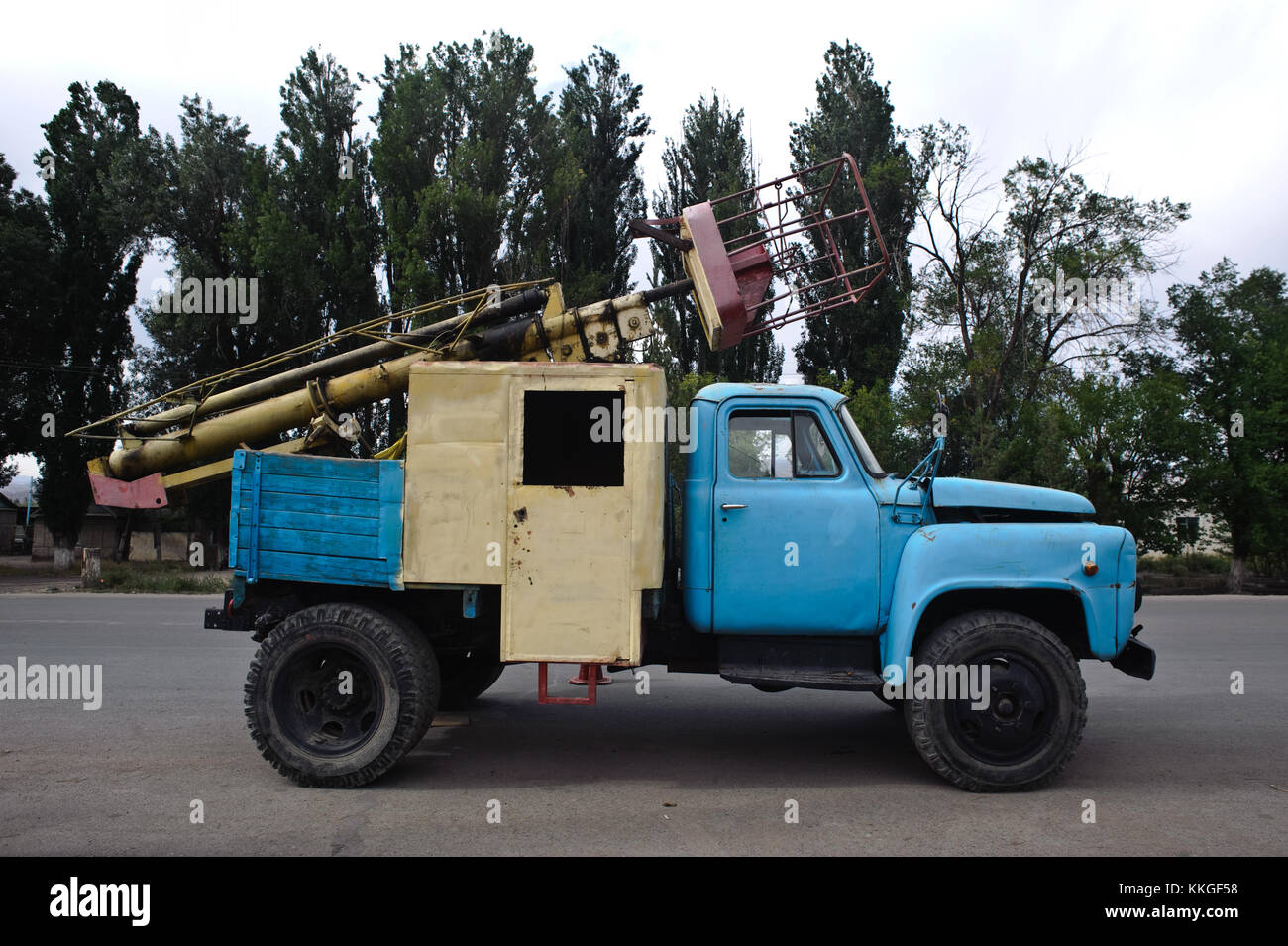 Bucket truck dating from the soviet period ( Kyrgyzstan) Stock Photo