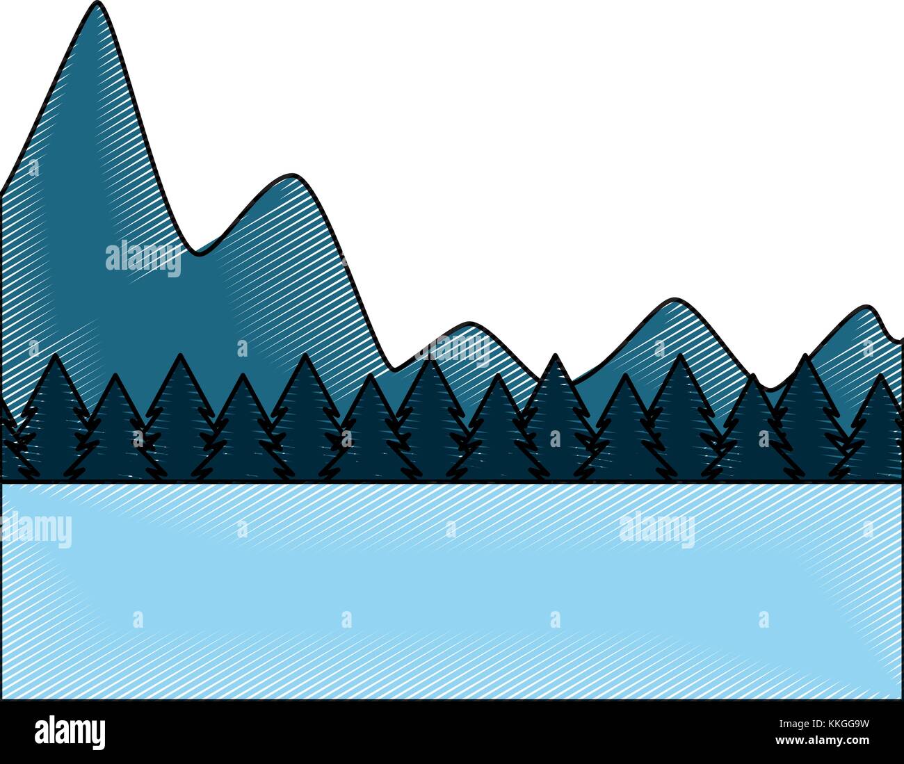 natural mountains with tree pines forest landscape Stock Vector Image ...