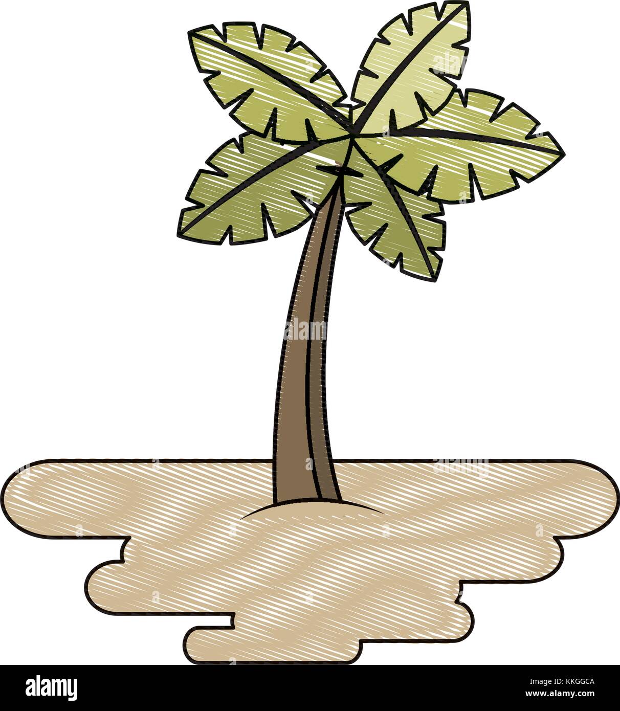 tropical palm tree on sand island flora plant Stock Vector Image & Art ...