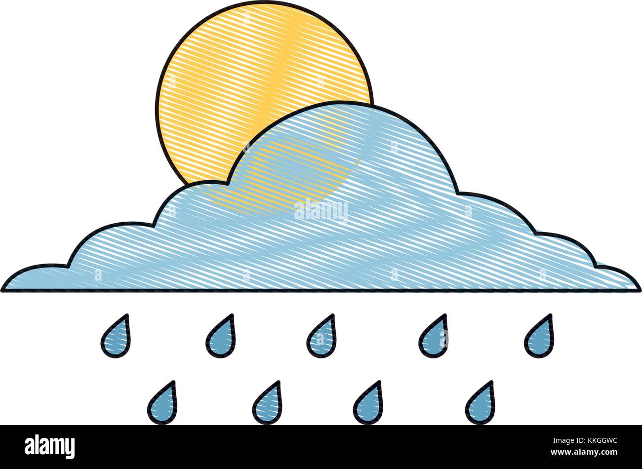 cloud sun and drops rain weather sky Stock Vector Image & Art - Alamy