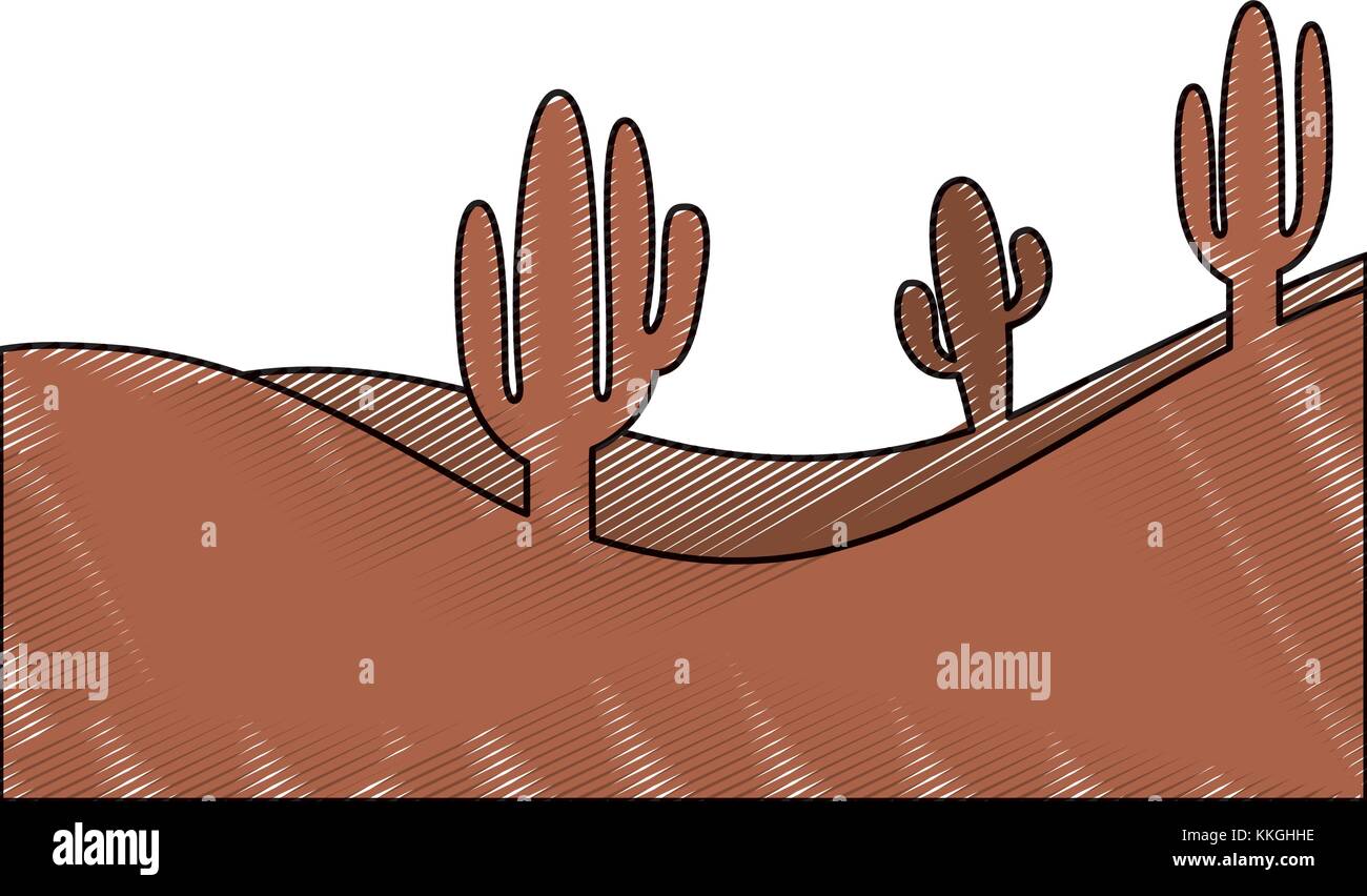 landscape desert with cactus plant sand Stock Vector Image & Art - Alamy