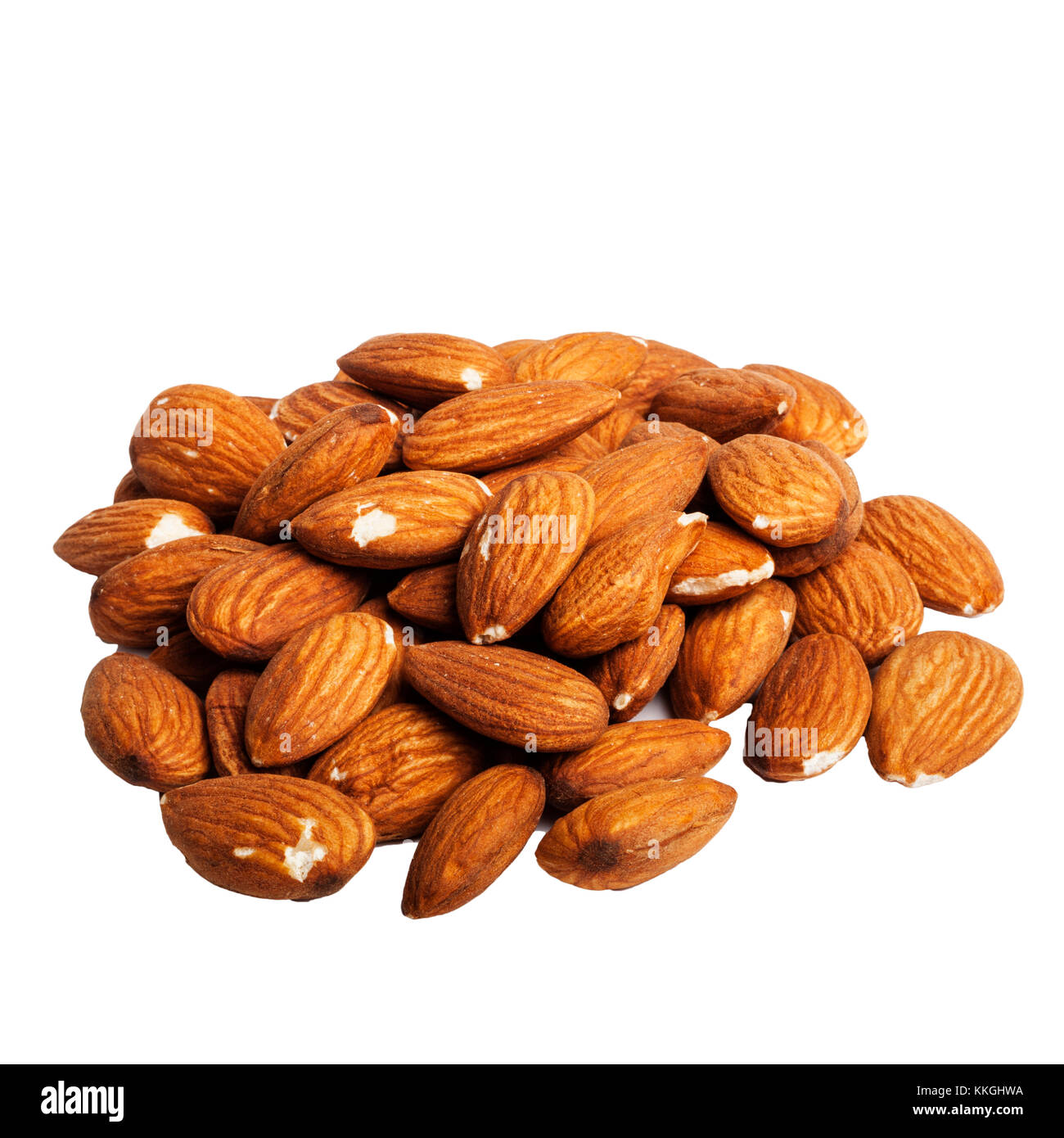 Whole almonds on a white background Stock Photo