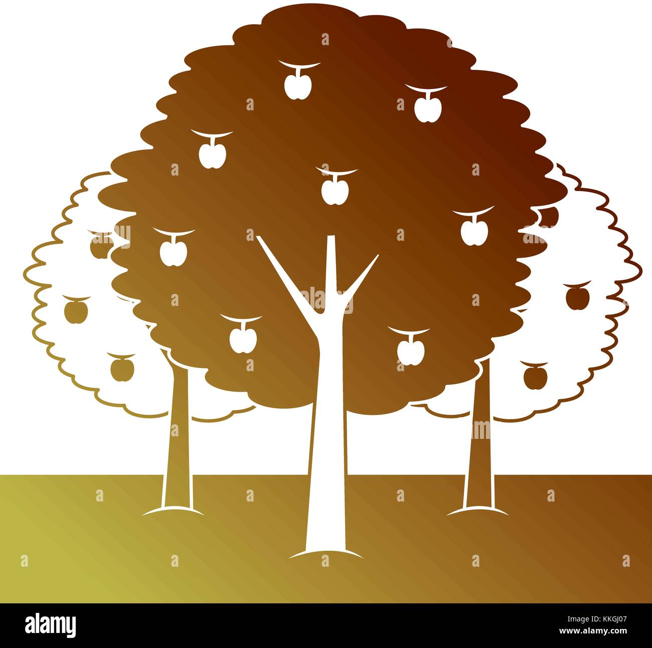 three apple trees bush foliage fruit natural Stock Vector Image & Art