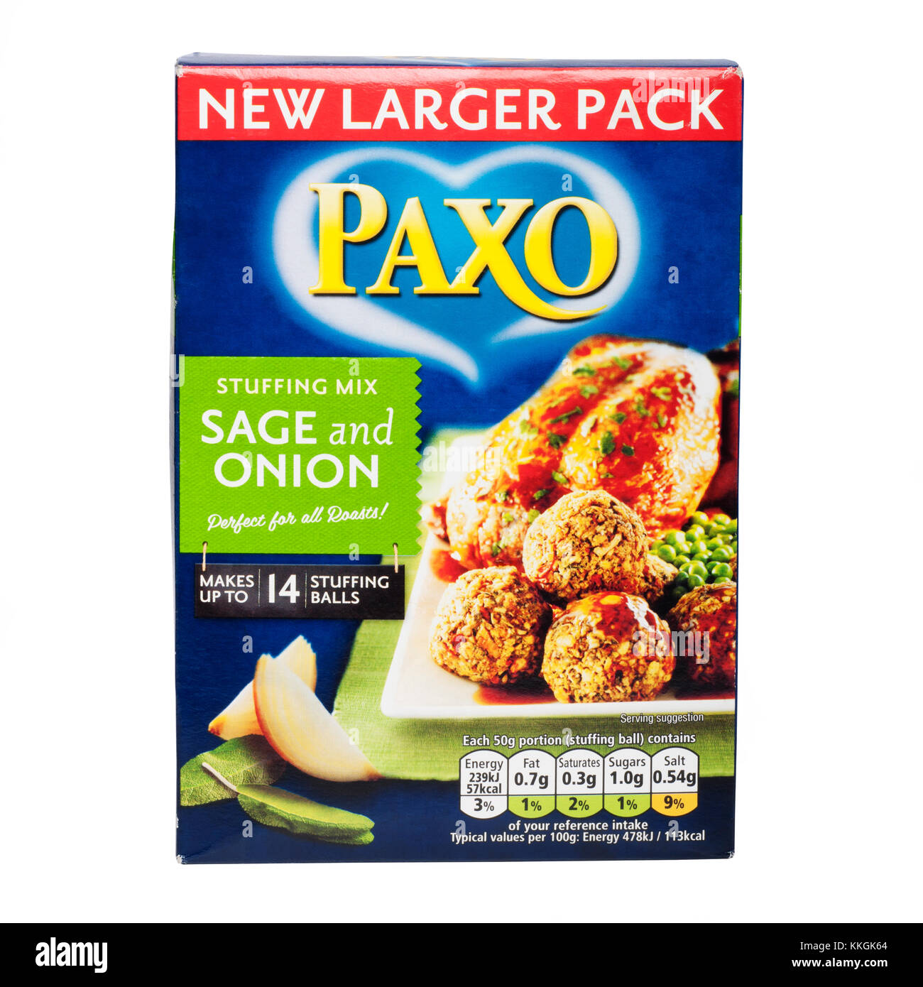 Paxo stuffing mix with sage & onion on a white background Stock Photo