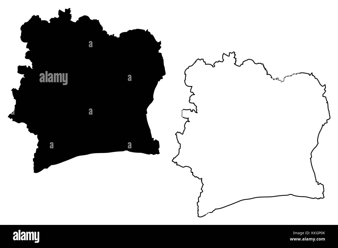 bandiera costa d avorio - 2 Ivory coast map vector Cut Out Stock Images & Pictures - Alamy