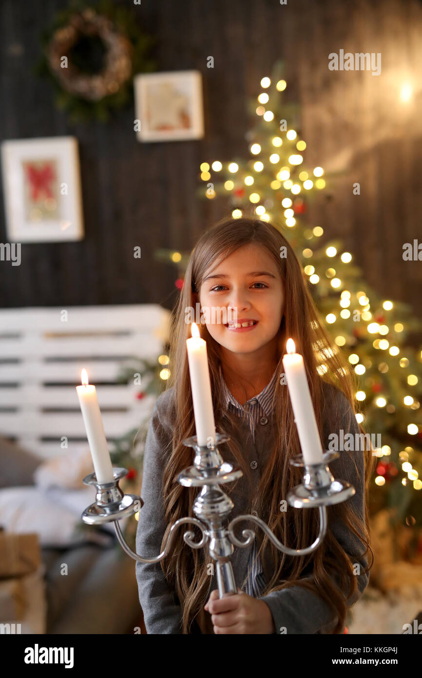 Celebration. People during Christmas Eve Stock Photo Alamy