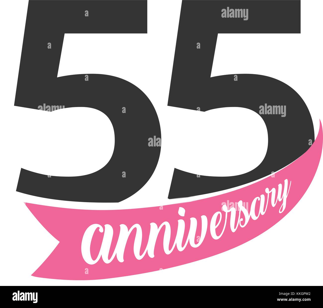 Fifty fifth Anniversary vector logo. Number 55. Illustration for