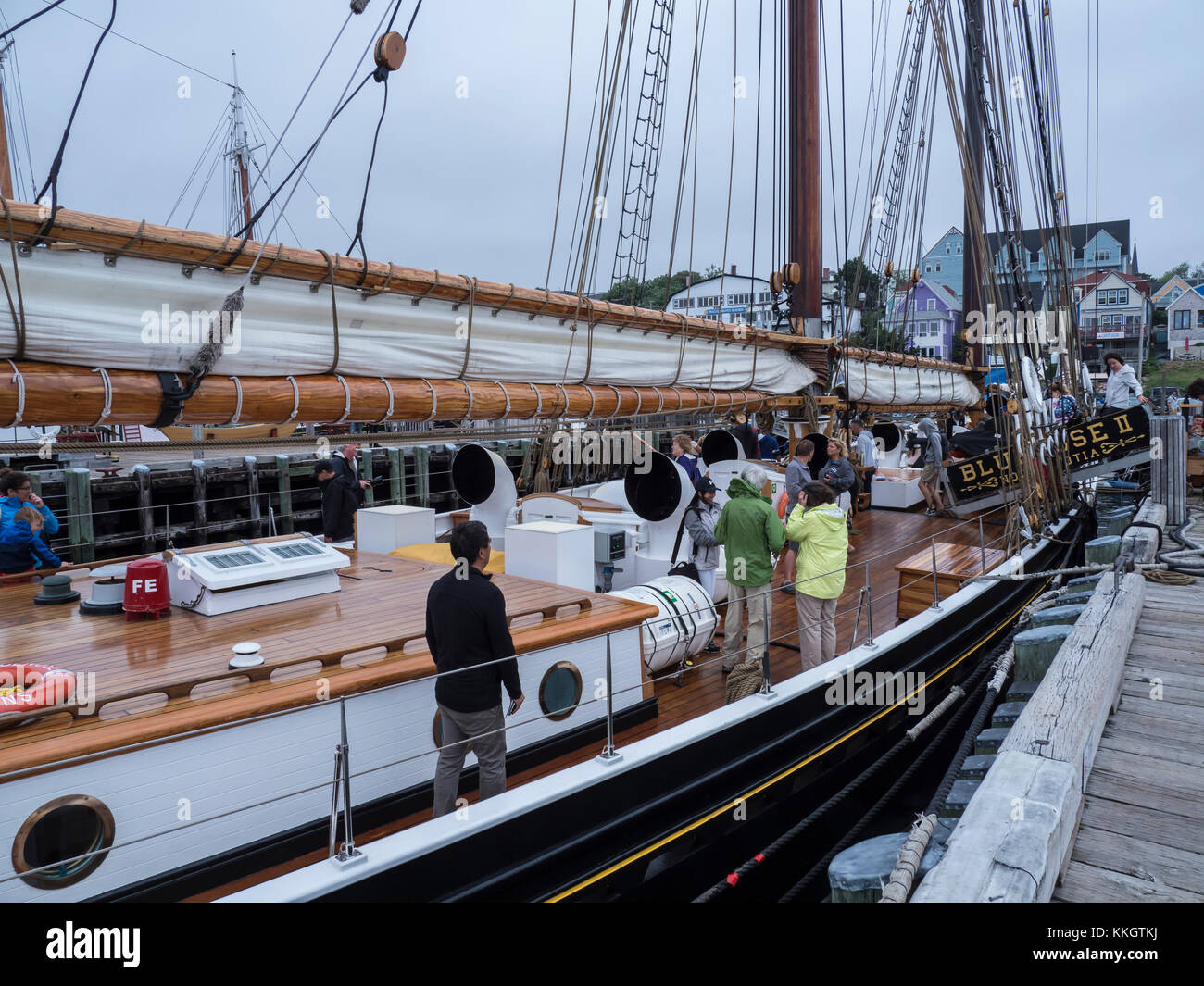 Tourists tour the Bluenose II schooner, Lunenburg, Nova Scotia, Canada