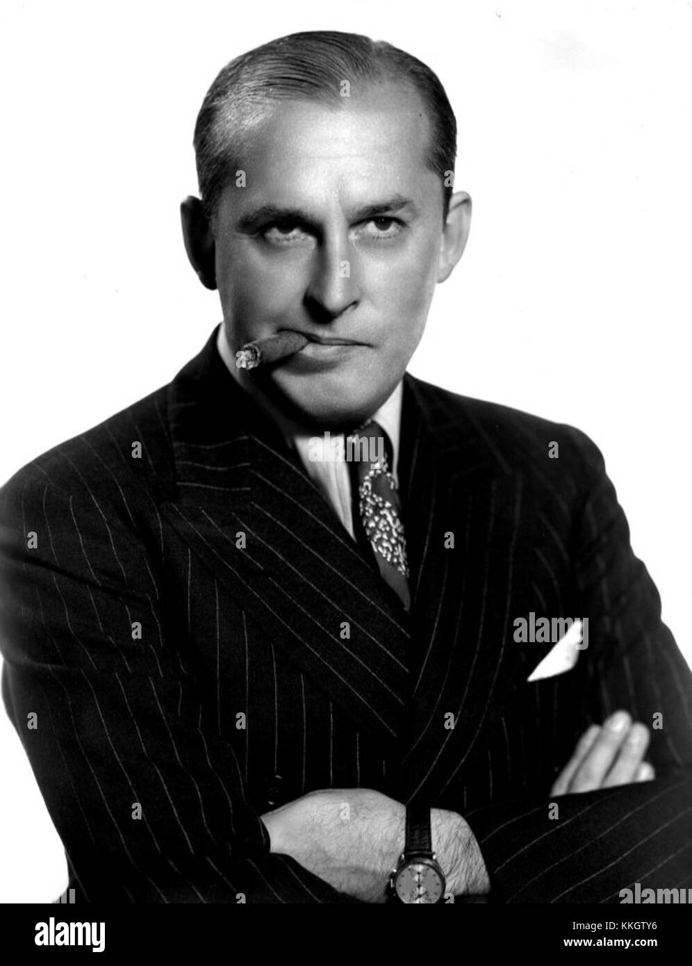 Ben Bernie was a prominent American bandleader and violinist in the 1930s. His music and performances were influential in the big band and swing music scene, particularly during the late 1930s. Stock Photo