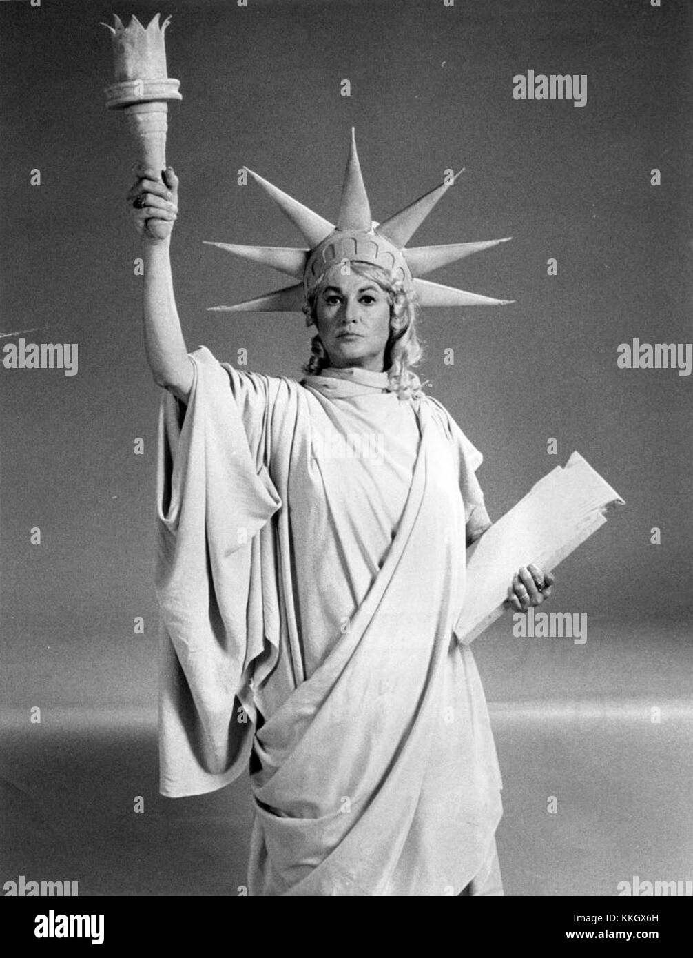 Subjects: Beatrice Arthur Program: "Maude" On Air: Tuesday, Nov. 13, 8:00-8:30 PM, EST Bea Arthur turns into the Statue of Liberty in the hilarious musical production that take over Maude in the show being repeated at 7:30 tonight on Channel 7. Jan Leighton portrays George Washington who will receive a fictional "roasting" on the Dean Martin Show at 10 tonight, Channel 5. If the Maude episode that C.B.S. Is showing at 8 tonight on Channel 7 doesn't win an Emmy as the funniest comedy episode of the season, then there isn't any justice. Maude Bea Arthur 1973 Stock Photo