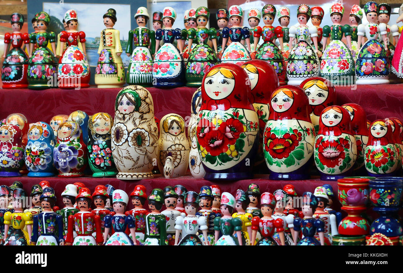 Matrioshka Russian wooden nesting dolls Stock Photo