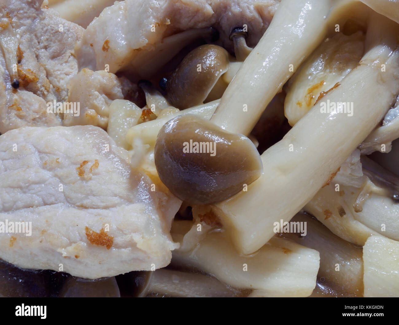 Japanese shimeji mushroom with pork stir fried Stock Photo Alamy