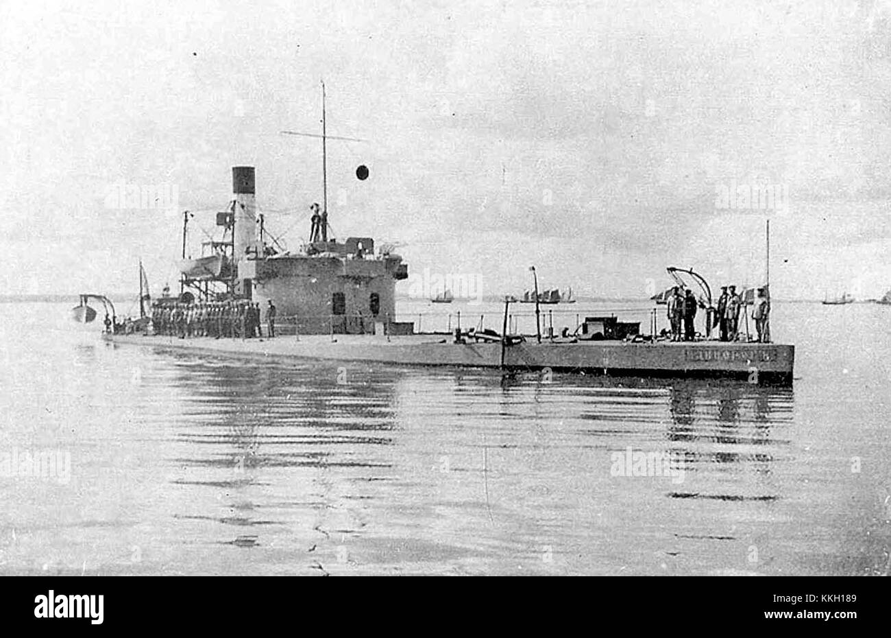 The Monitor Edinorog is a notable ship, associated with significant naval history. It is recognized for its role in maritime battles, symbolizing naval strategy and engineering. Stock Photo