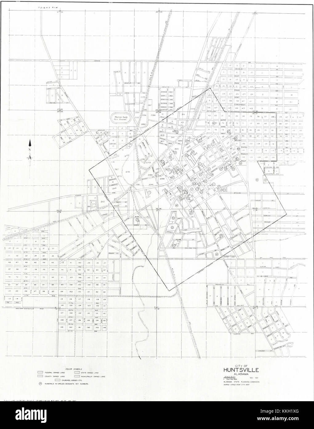 1941 map of Huntsville, Alabama Stock Photo Alamy