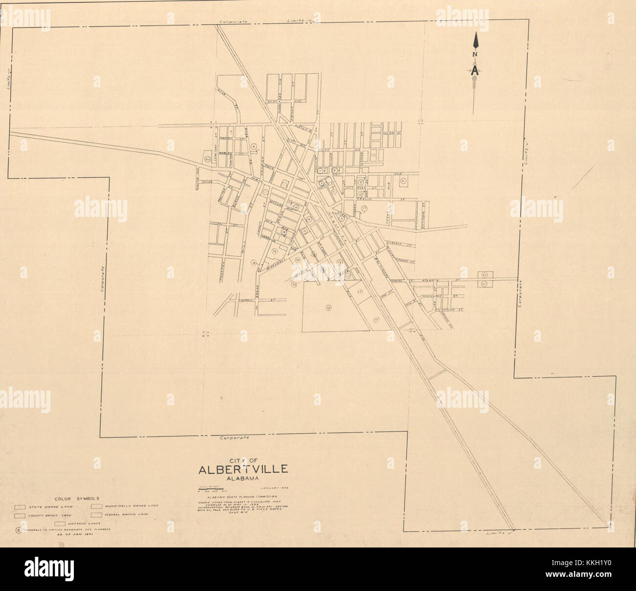 1942 map of Albertville, Alabama Stock Photo Alamy