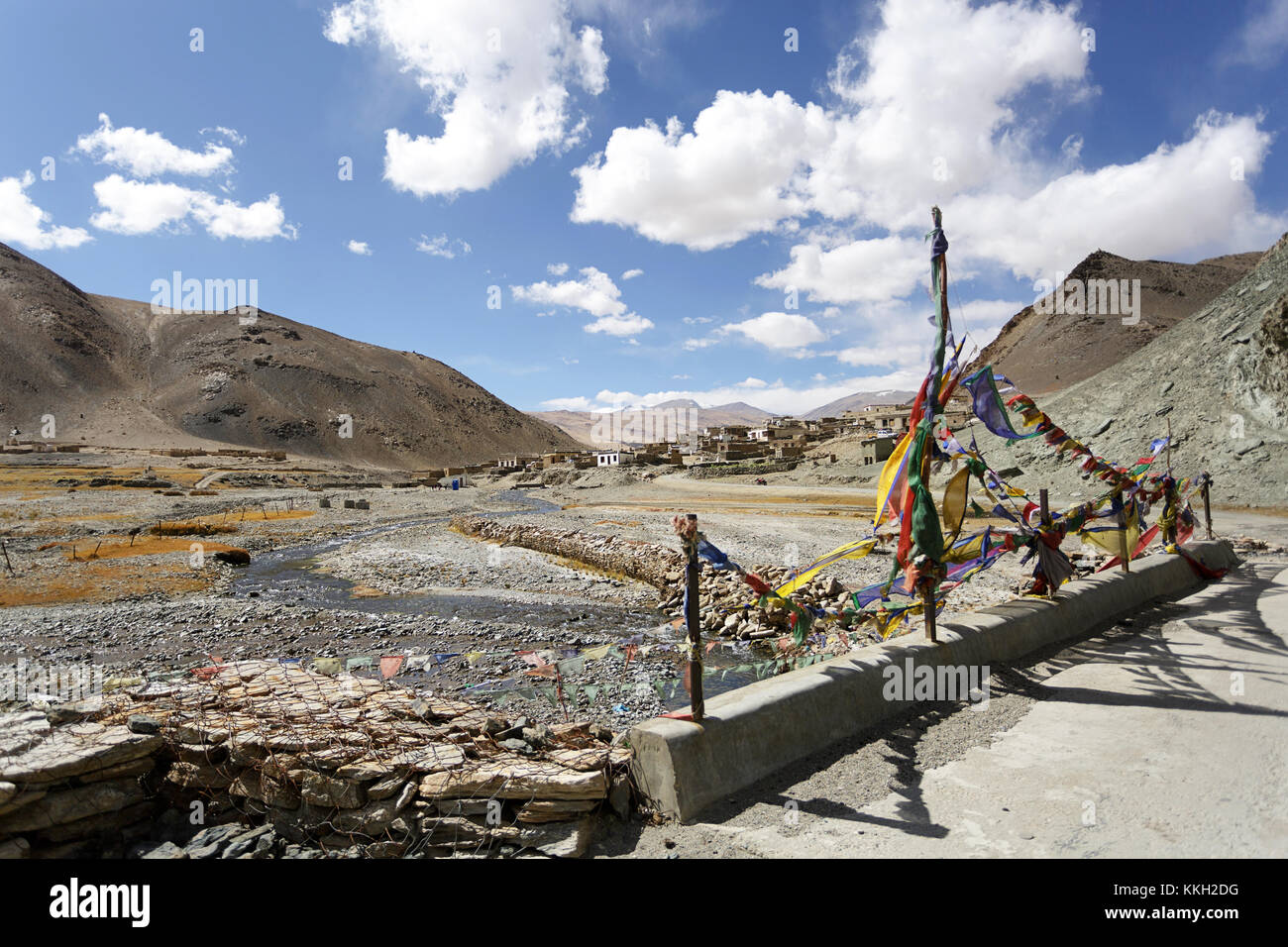 A tibetan refugee village in the rural area in Ladakh, Jammu and Kashmir, India. Stock Photo