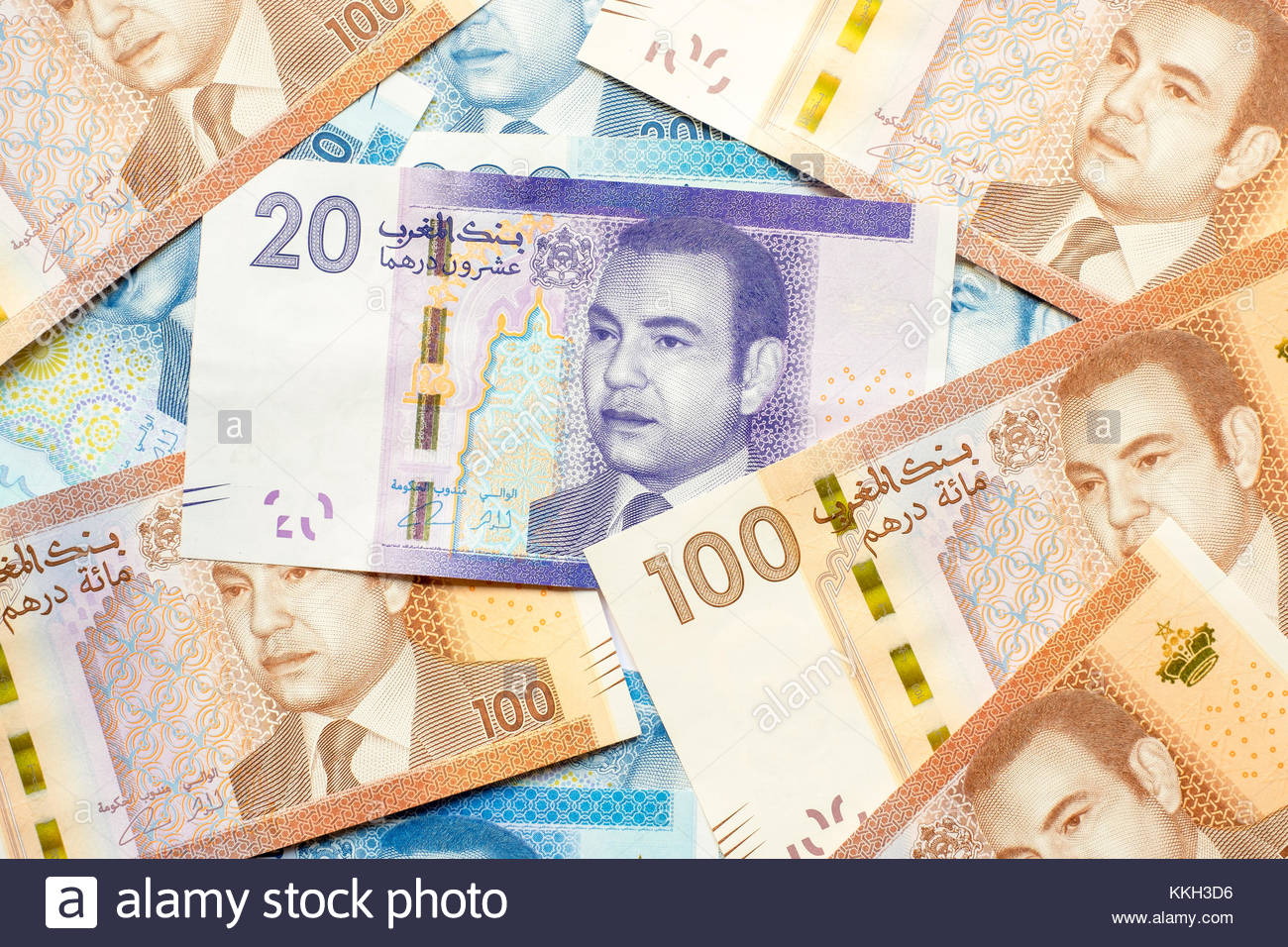 Moroccan Dihram currency, money. Various denomination Dihram notes, bills Stock Photo Alamy