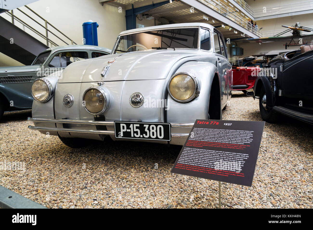 PRAGUE, CZECH REPUBLIC - NOVEMBER 10: Car Tatra 77 A from year 1937 stands in National technical museum on November 10, 2017 in Prague, Czech Republic Stock Photo