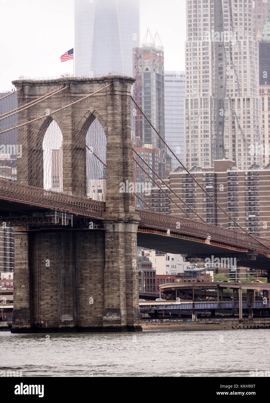 Brooklyn Bridge New York City East River Manhattan Stock Photo
