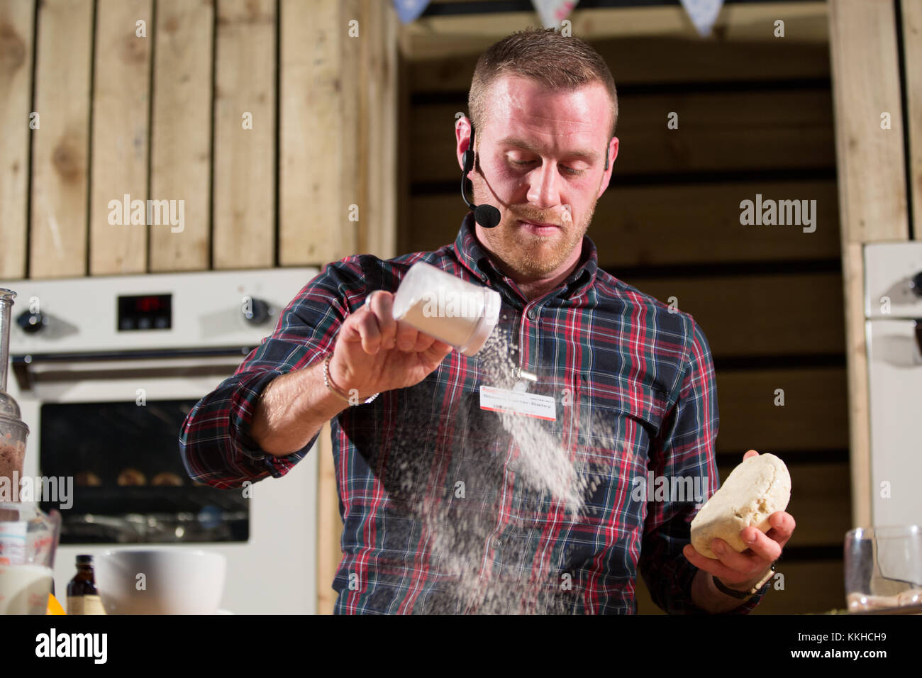 Steven Carter Bailey from this years Great British Bake Off on the Winter Kitchen stage doing a cooking demo inspired by the winter season. Credit: steven roe/Alamy Live News Stock Photo