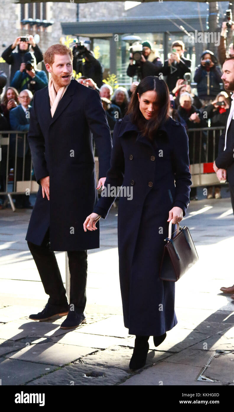 Nottingham, UK. 01st Dec, 2017. HRH Prince Harry (of Wales) and Meghan Markle on their first official engagement together, since announcing their engagement earlier in the week. They started their visit at National Justice Museum, before walking to the Nottingham Contemporary, which is hosting a Terrence Higgins Trust World Aids Day charity fair, in Nottingham, Nottinghamshire, on December 1, 2017. Credit: Paul Marriott/Alamy Live News Stock Photo