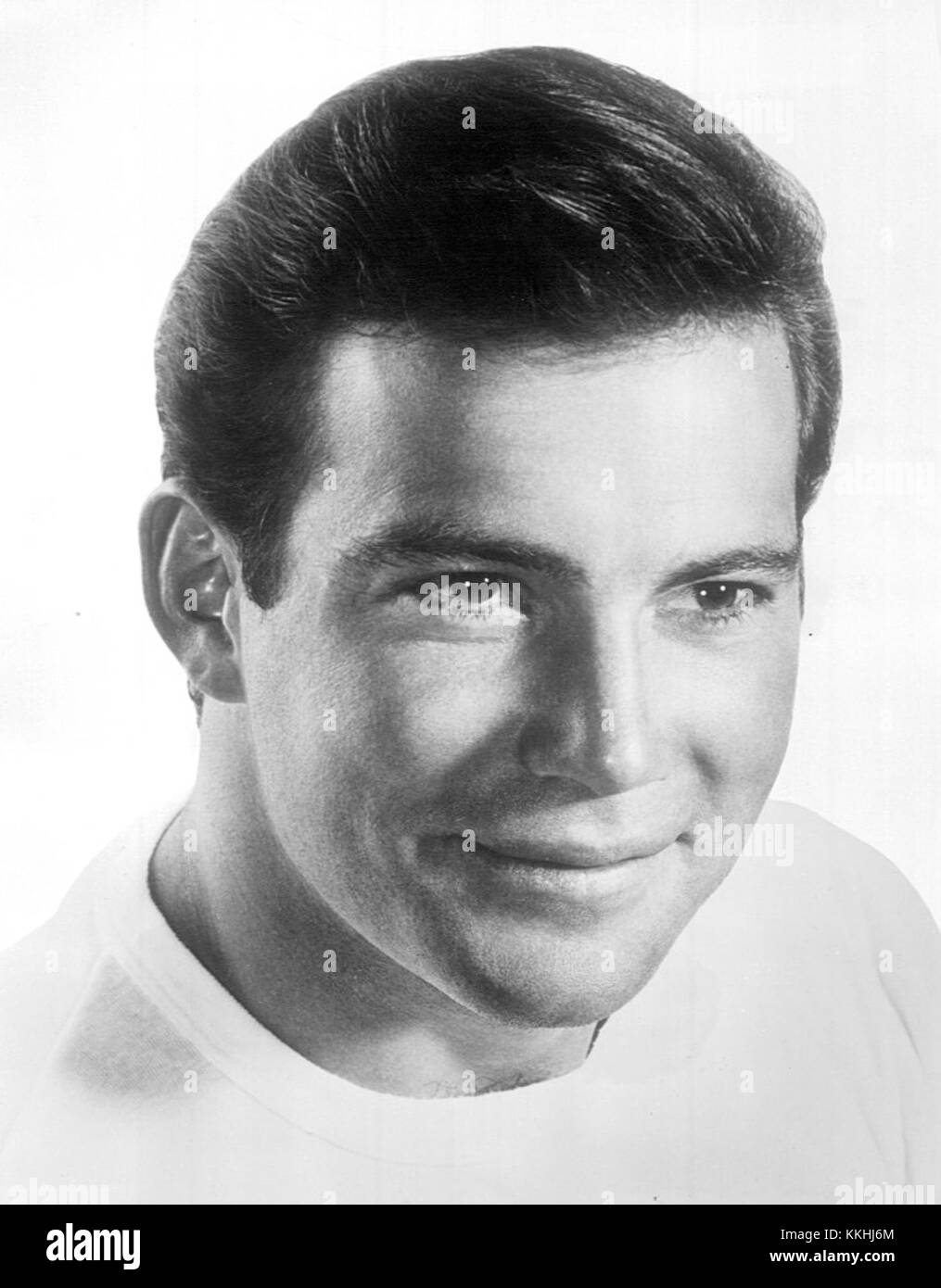 A 1958 portrait of William Shatner, the iconic Canadian actor best known for his role as Captain James T. Kirk in the Star Trek franchise. This image captures a moment from his early career before his rise to fame in science fiction. Stock Photo