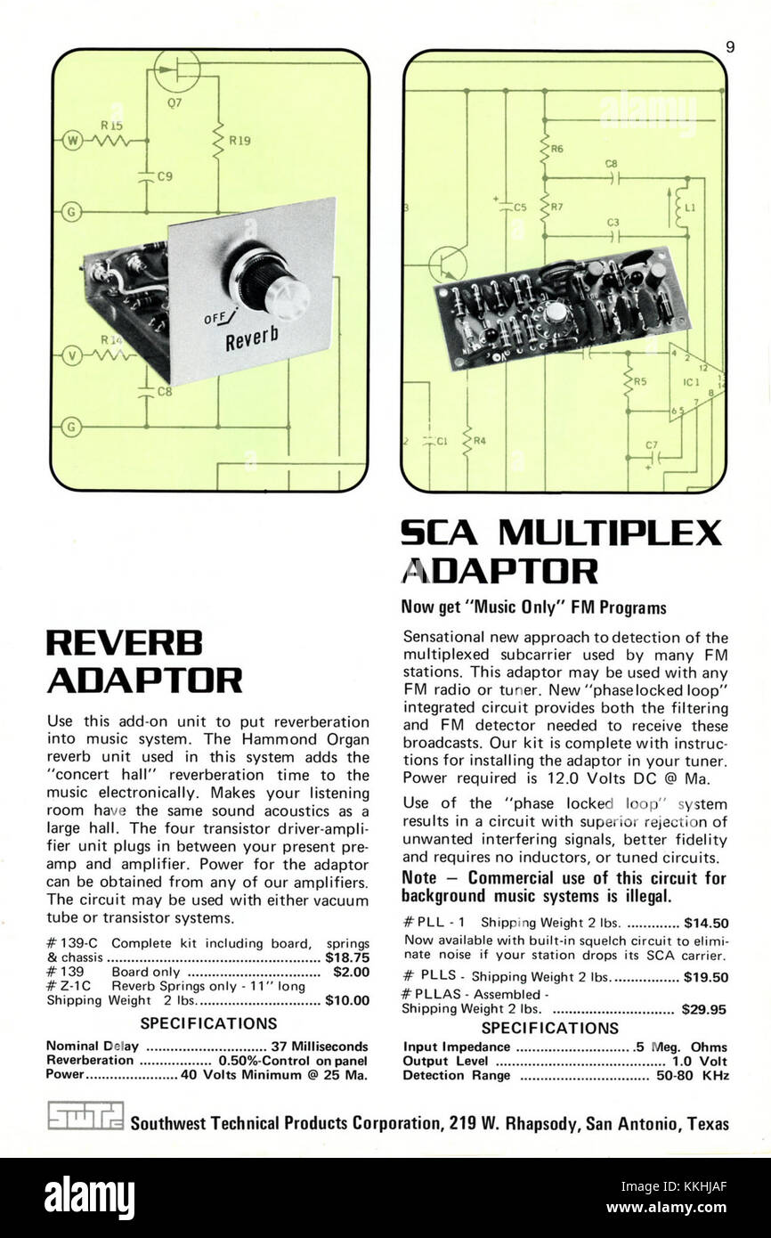 This page from the 1972 SWTPC catalog features various computer systems and components. SWTPC (Southwest Technical Products Corporation) was known for producing home computer kits and accessories in the 1970s, catering to hobbyists and early computing enthusiasts. Stock Photo