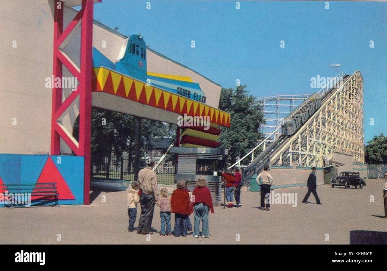 Silver Flash roller coaster Riverview Park Chicago Stock Photo Alamy