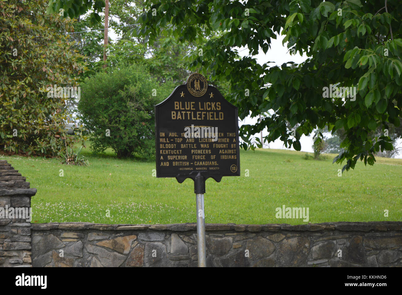 The Blue Licks Battlefield historical marker commemorates the site of ...