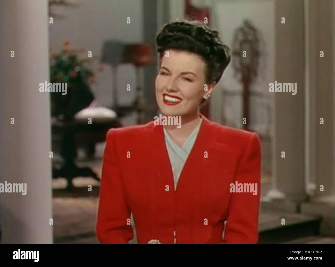 Sheila Ryan stars in *Something for the Boys*, a 1944 musical comedy film. This image features her in a key scene, highlighting her performance in this Broadway-style production. Stock Photo
