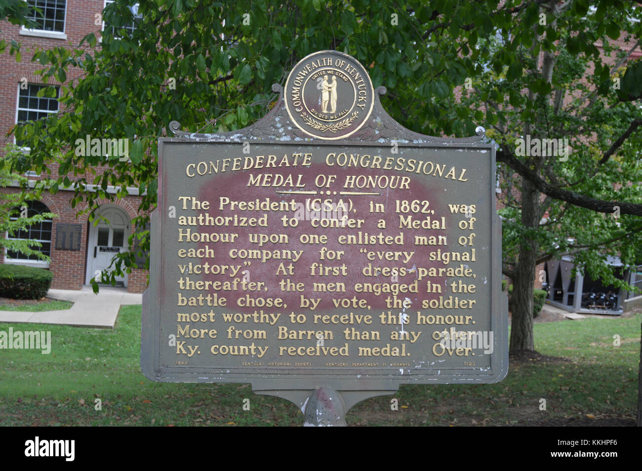 Confederate Congressional Medal of Honor historical marker Stock Photo