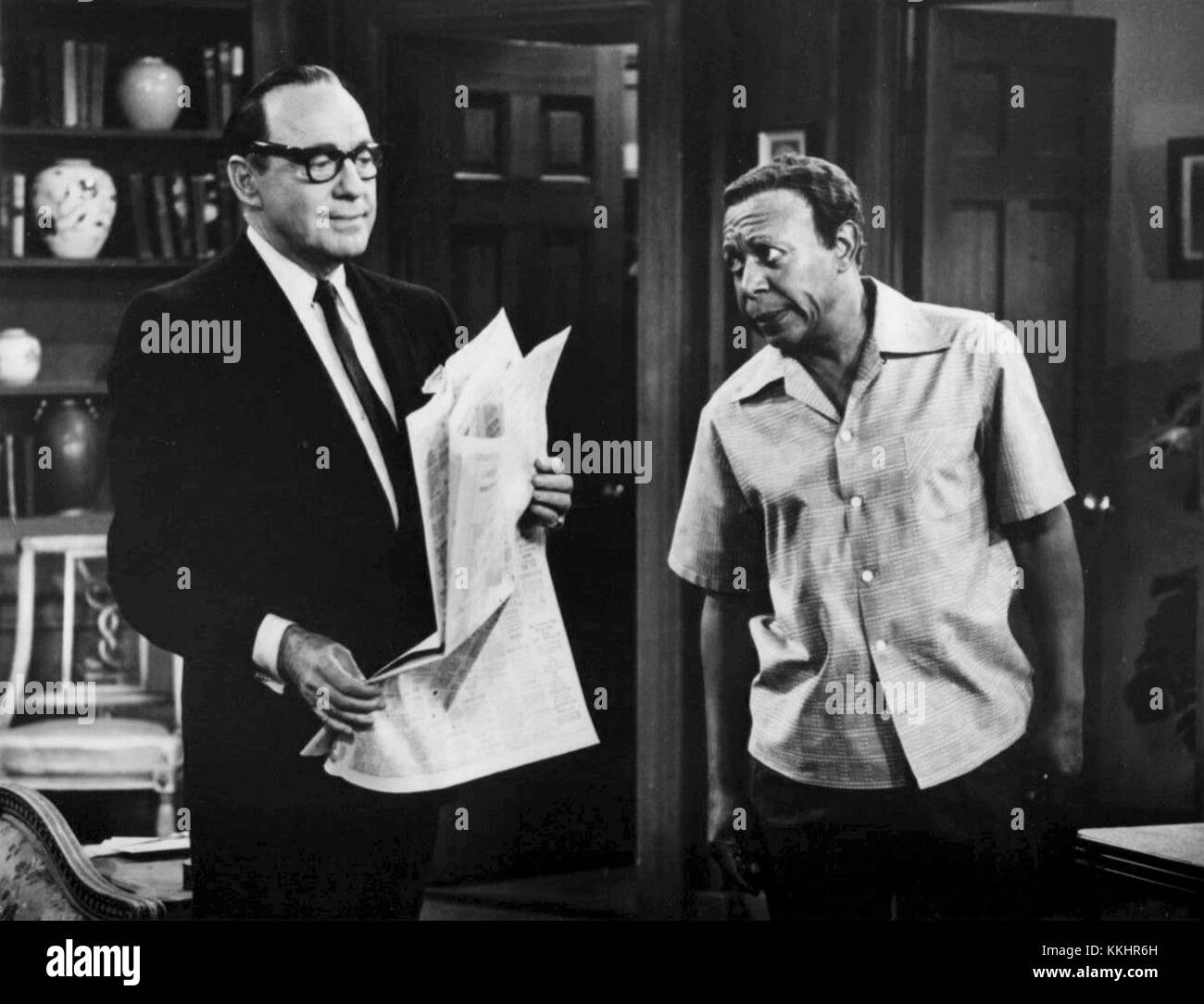 Jack Benny and Eddie Anderson were key figures in *The Jack Benny Program*, a famous American radio and television show known for its comedic style and character-driven humor. Stock Photo