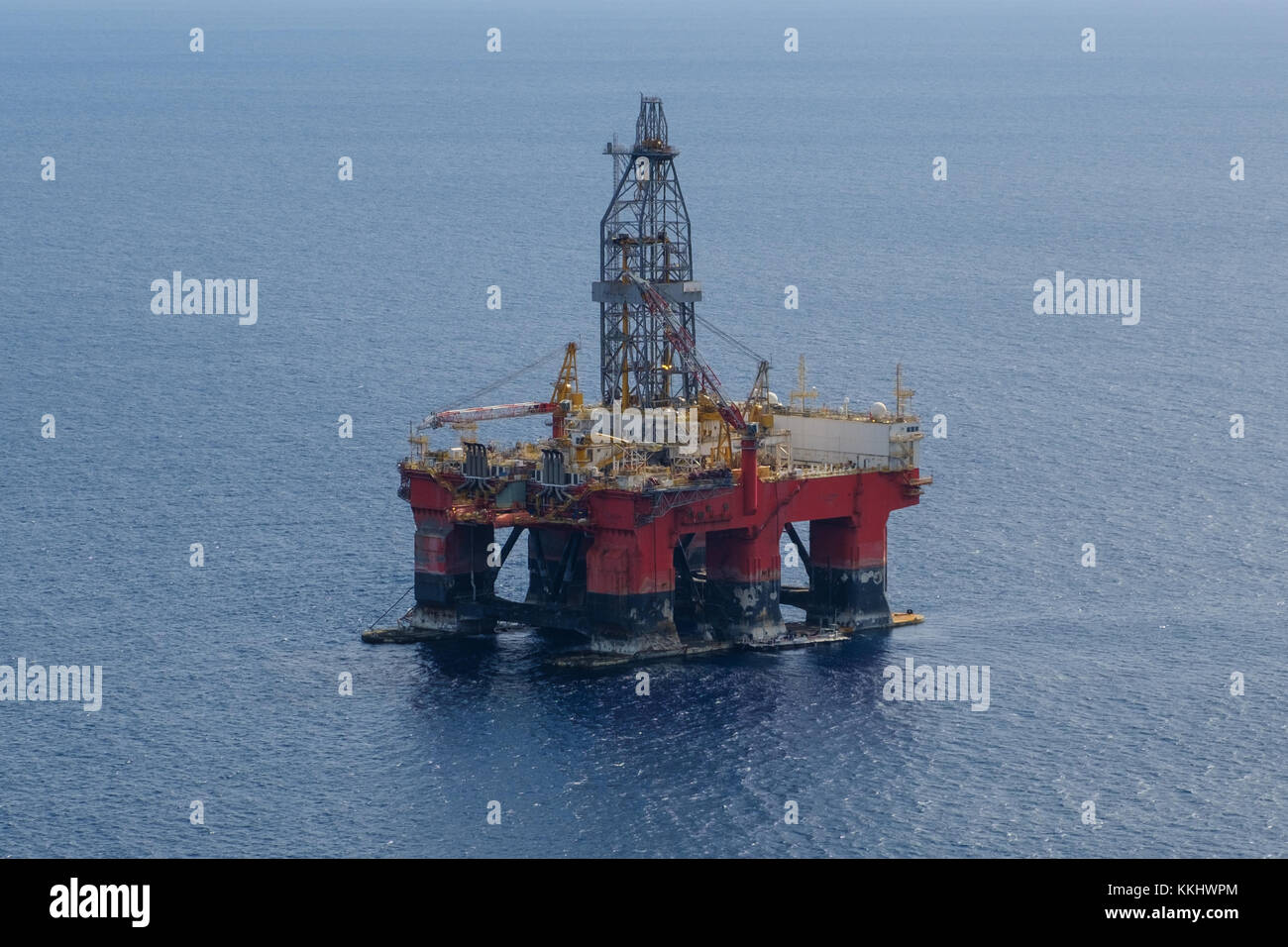 offshore drill platform - aerial, drilling platfom / oil rig Stock Photo