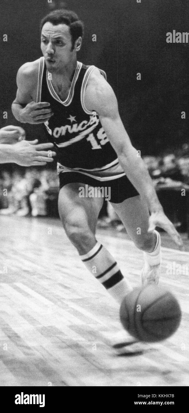 Lenny Wilkens, a professional basketball player, during the 1968 season. Wilkens played for multiple NBA teams and is known for his contributions as both a player and coach. Stock Photo