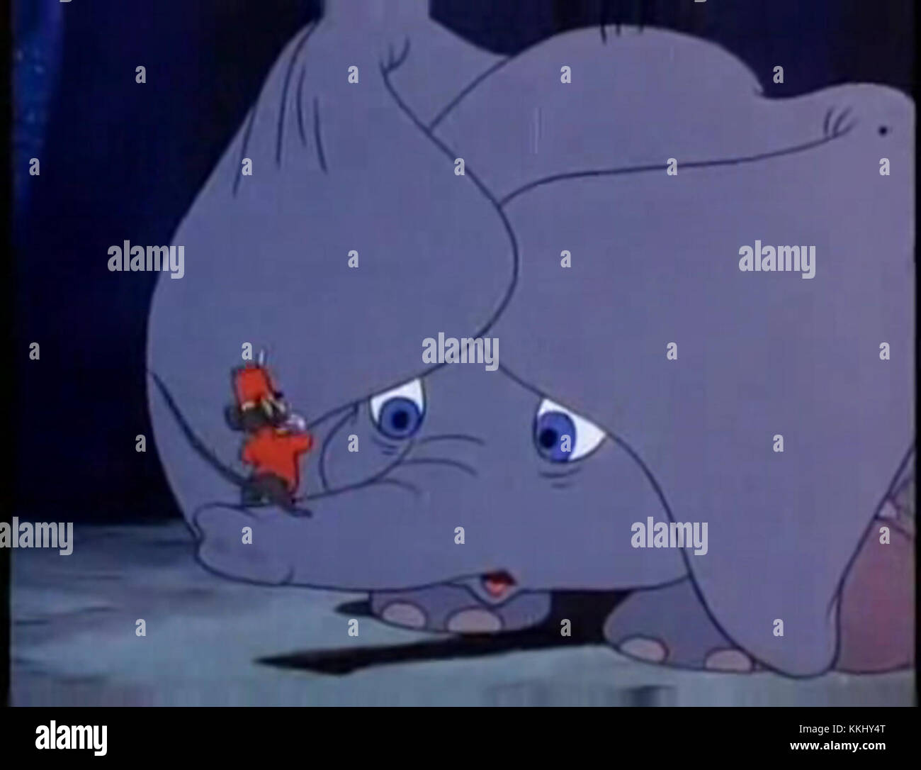 Dumbo (1941) is a classic animated film produced by Walt Disney. The film follows the story of a young elephant with large ears who learns to fly, overcoming challenges with the help of his friends. It is known for its heartwarming themes of friendship and perseverance. Stock Photo