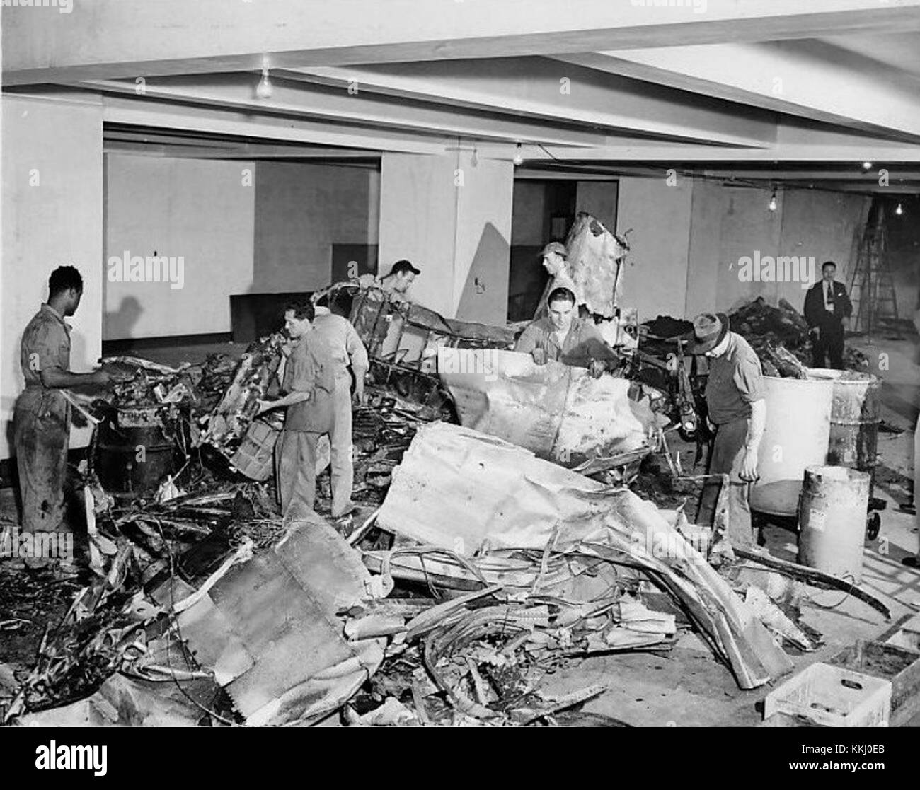 Empire State Building plane crash wreckage 1945 Stock Photo