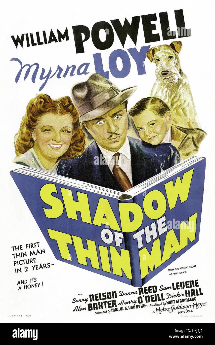 Shadow of the Thin Man is a 1941 American film, part of the Thin Man series. It features detective work and a blend of mystery and comedy, starring William Powell and Myrna Loy. Stock Photo