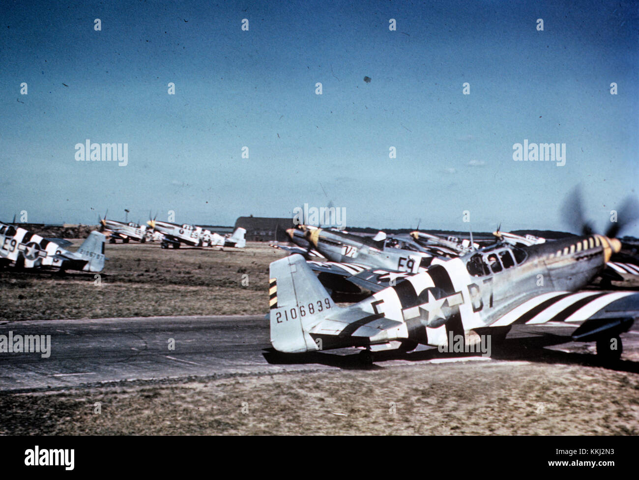 RAF Bottisham 361st Fighter Group P51B Mustangs at Bottisham Stock