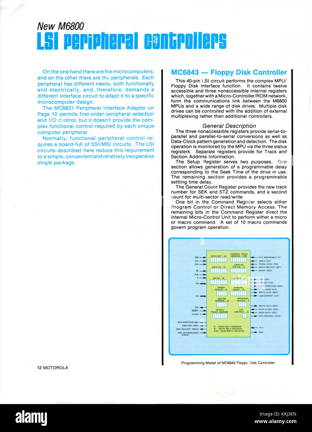 Motorola Microcomputer Components, featured in their 1978 catalog, represents the technological innovations of the company during the early computer era. Stock Photo