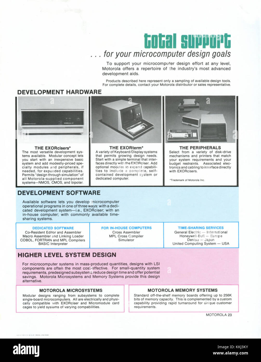 The Motorola Microcomputer Components catalog from 1978 showcases the company's advancements in microprocessor and electronics technology. The catalog provides detailed information on various components essential to the development of early personal computers and digital technology. Stock Photo