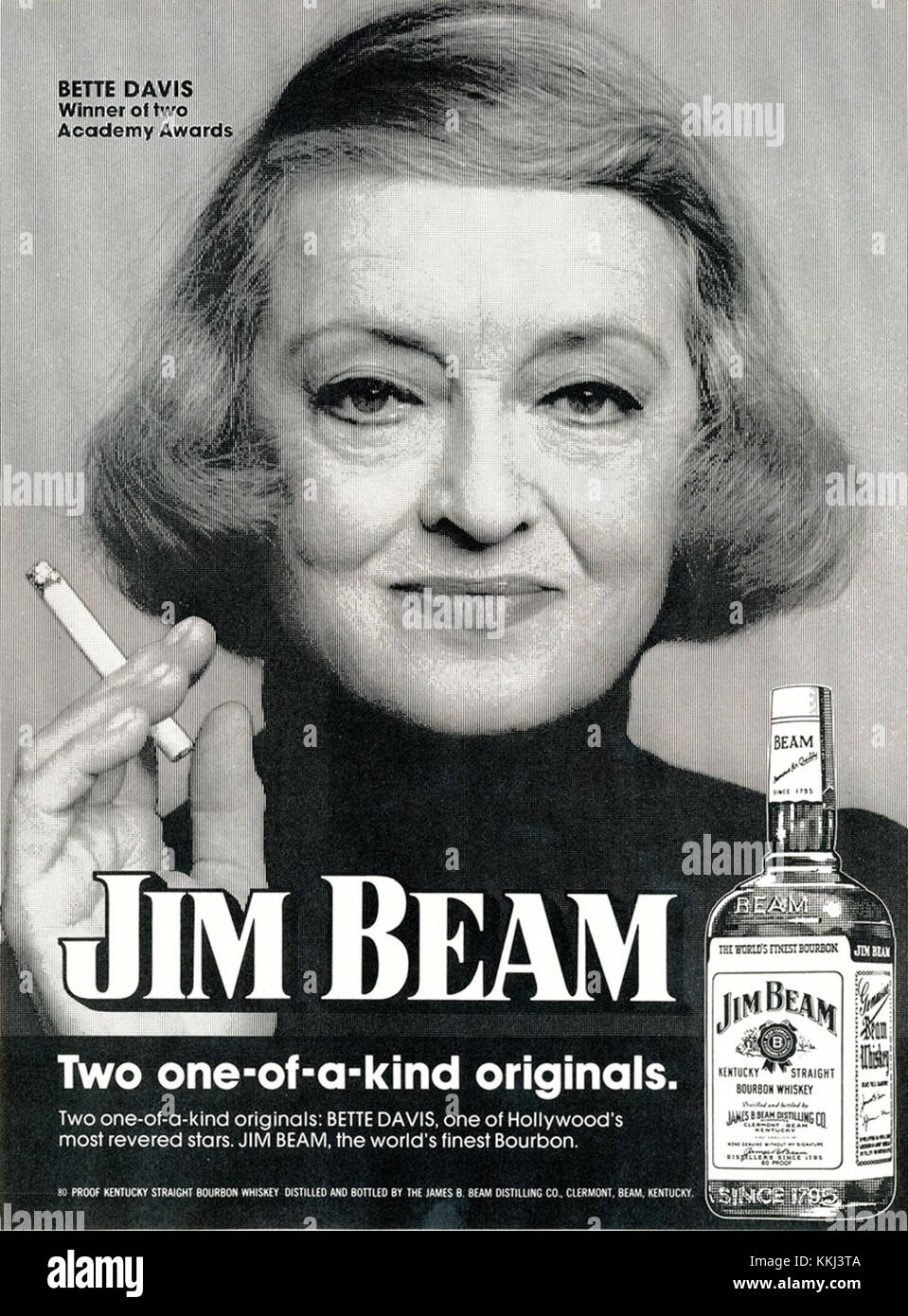 Bette Davis, Jim Beam ad 1974 Stock Photo