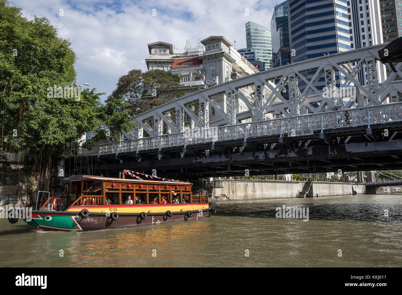 Anderson Bridge in Singapore, completed 1910 Stock Photo