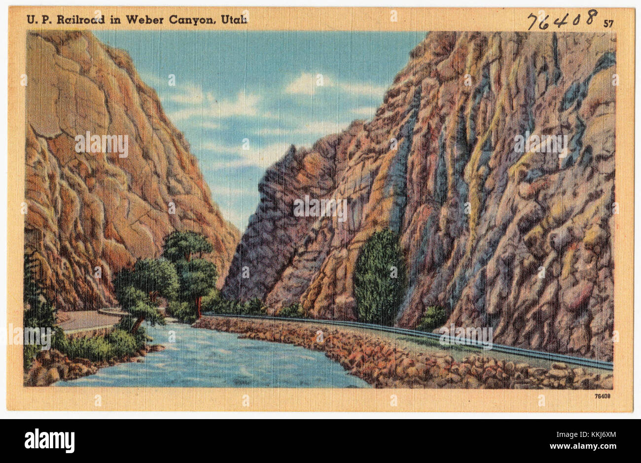 U. P. Railroad in Weber Canyon, Utah (76408) Stock Photo