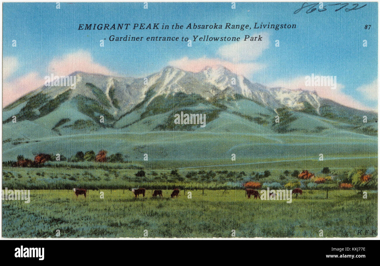 Emigrant Peak in the Absaroka Range, Livingston - Gardiner entrance to Yellowstone Park (86572) Stock Photo