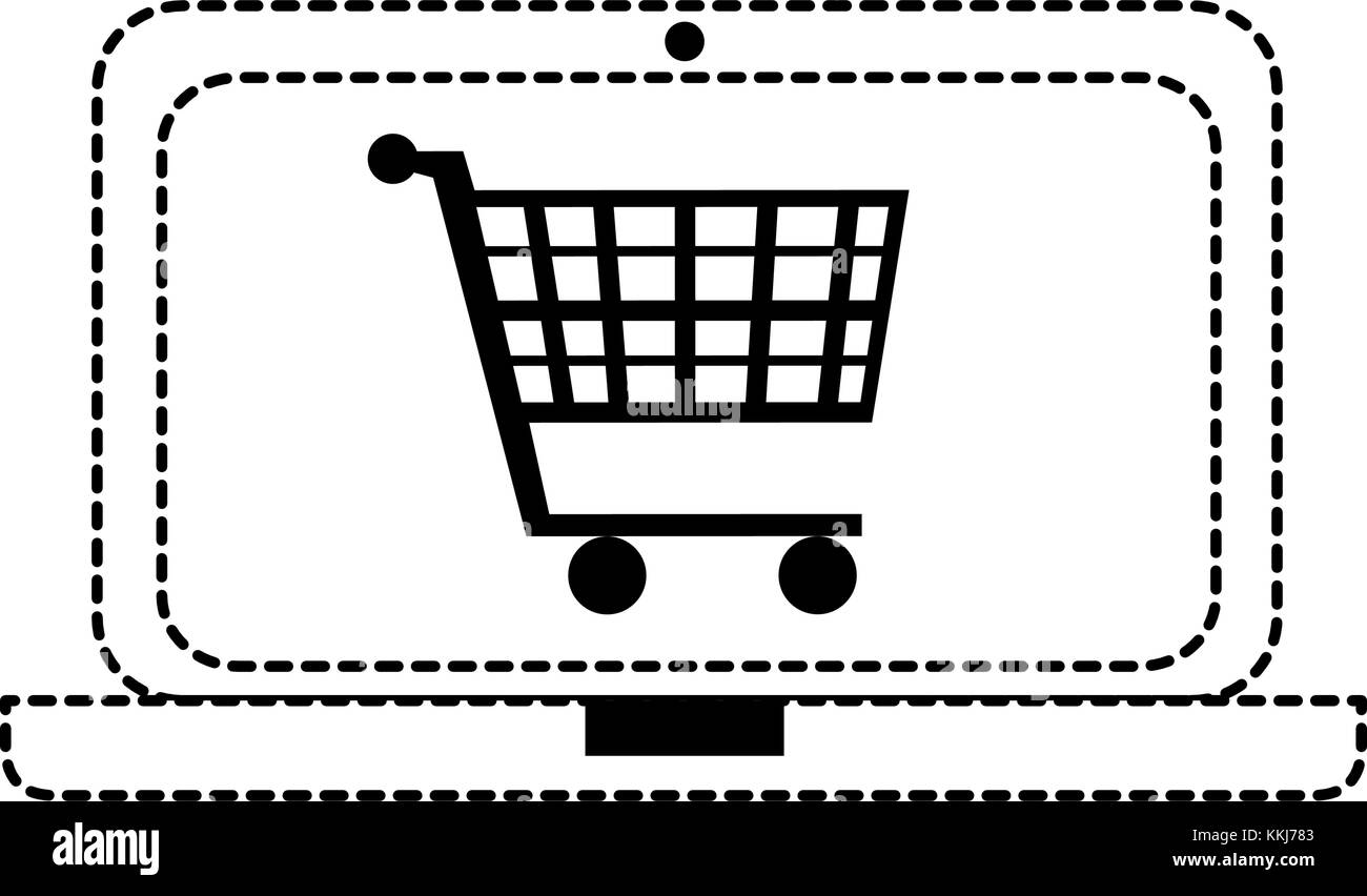 laptop computer with cart shopping vector illustration design Stock ...