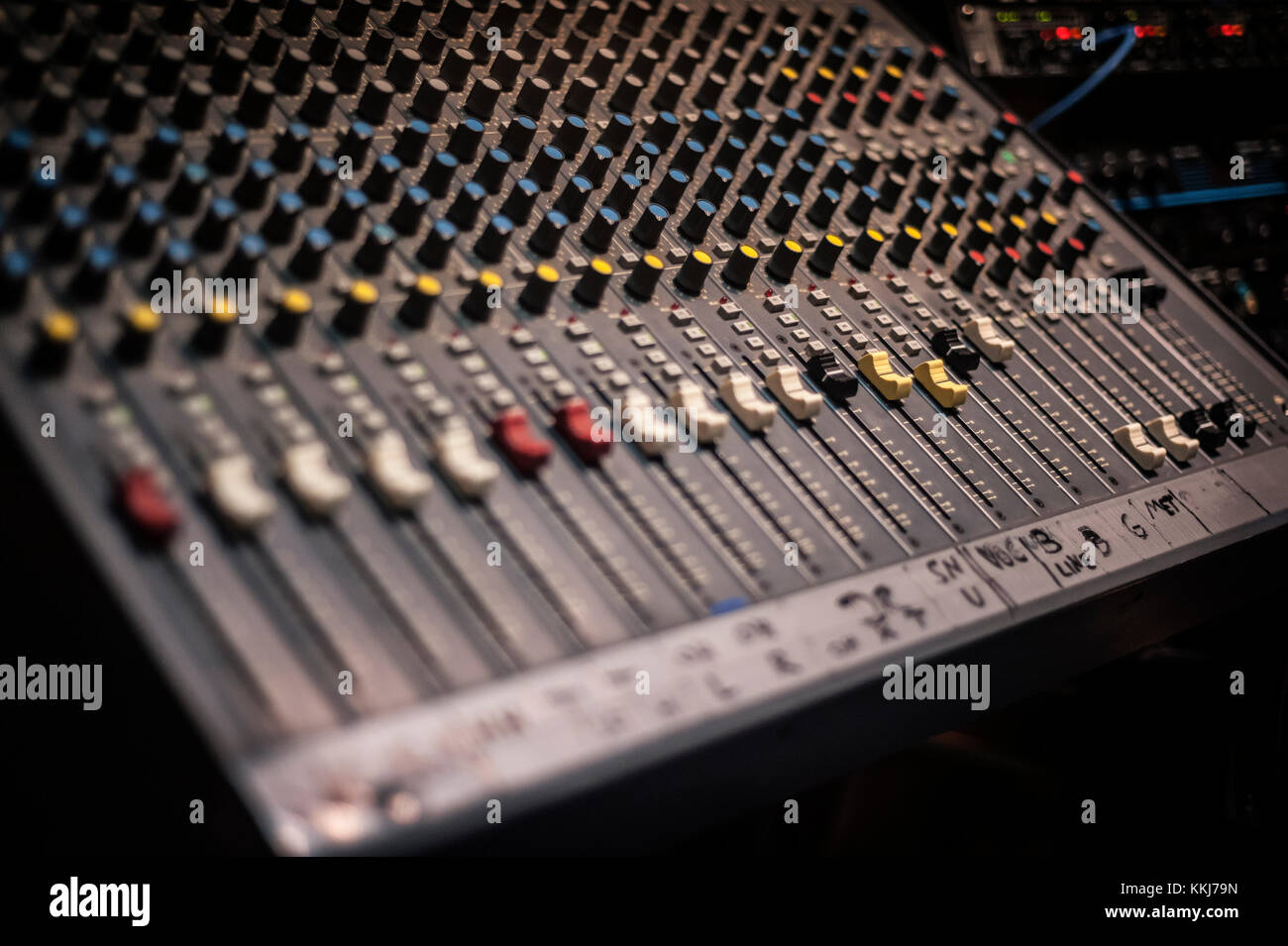 Studio mixer for audio recording with all channels pulled up