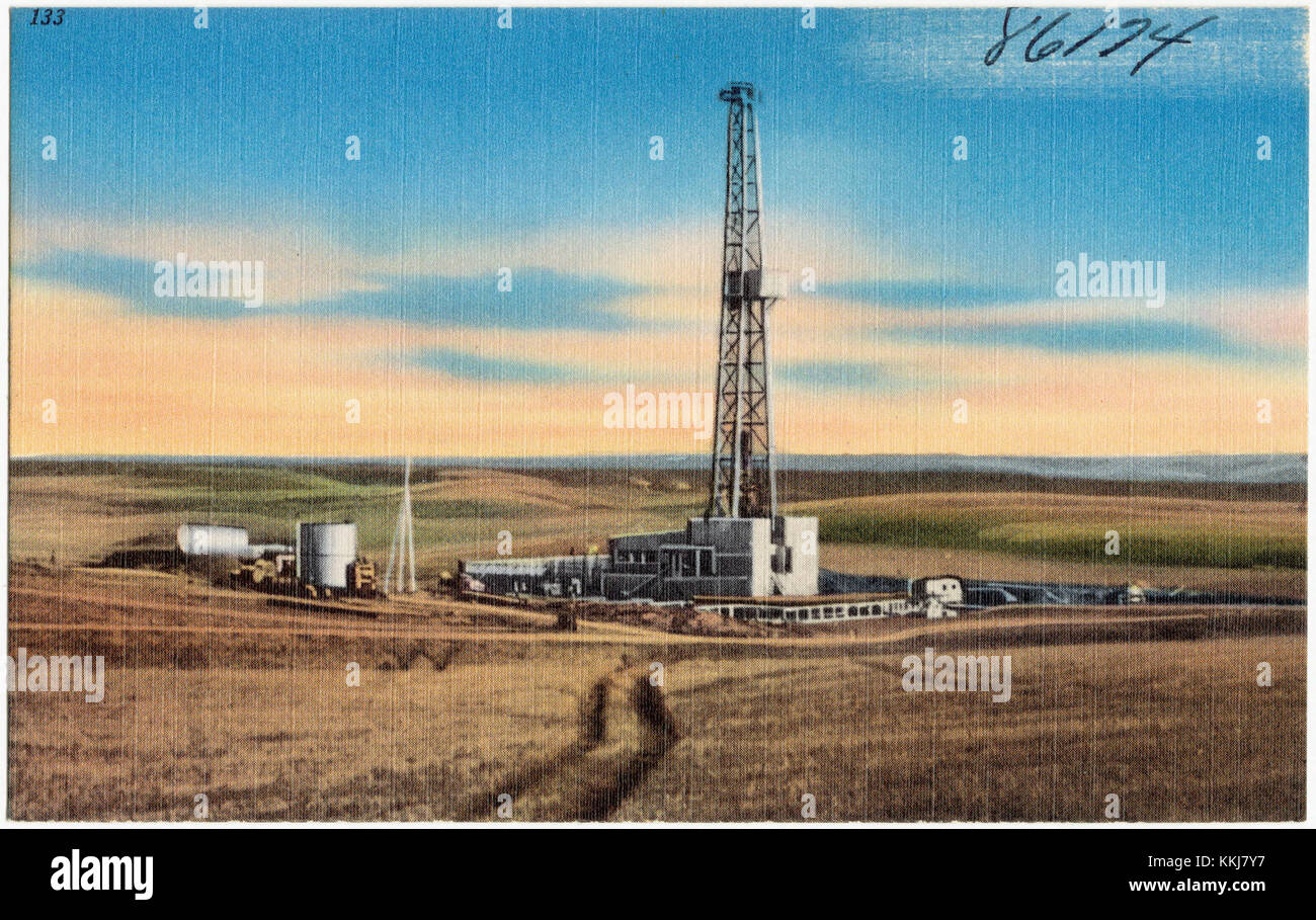 A typical oilwell drilling setup in the Williston basin, Western